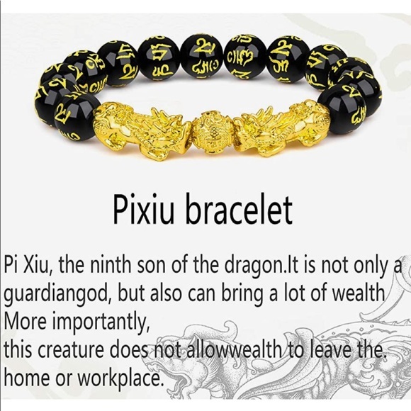 Feng Shui Black Obsidian Wealth Bracelet 12mm Beaded Pi Xiu Bracelet - Picture 3 of 11